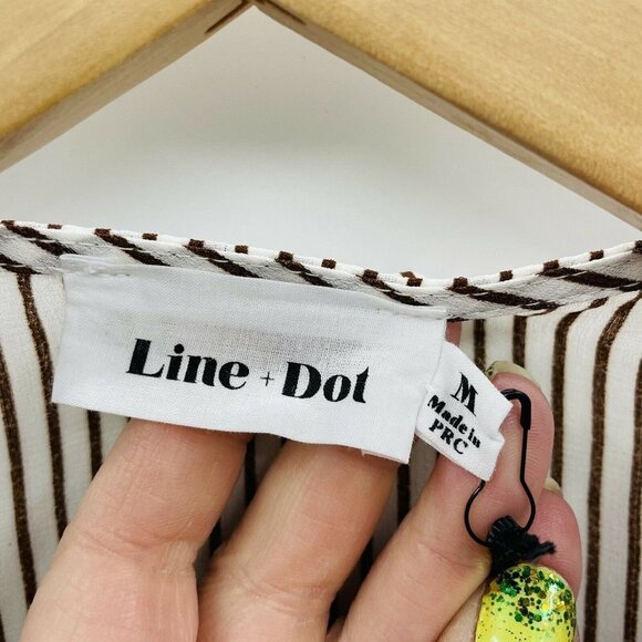 Line & Dot Womens Size Medium Sleeveless Striped Tasseled Cowl Neck Blouse 1318 - Picture 5 of 6